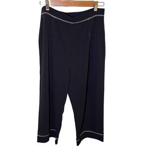 Modern Soul SZ L Ponte Knit Wide Leg Cropped Pants Stretch Travel Comfort Career